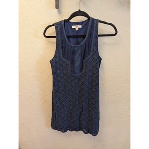YB Los Angeles Navy Blue Lace Sleeveless Top Tank Blouse Size‎ S